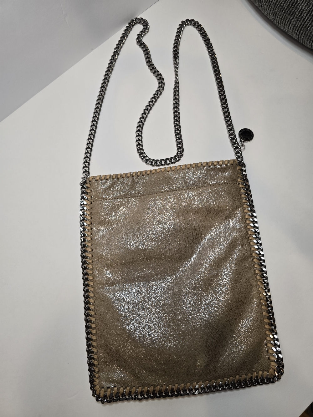Stella McCartney Taupe Shiny Chain-Trim Crossbody